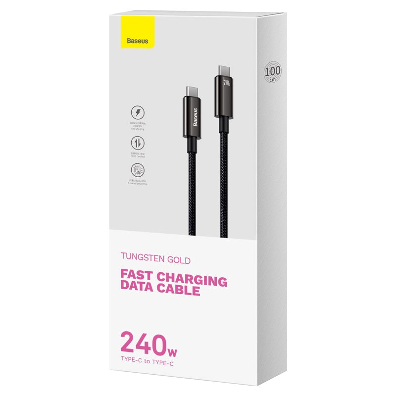 Baseus Tungsten Gold Type-C to Type-C 240W Fast Charging Data Cable