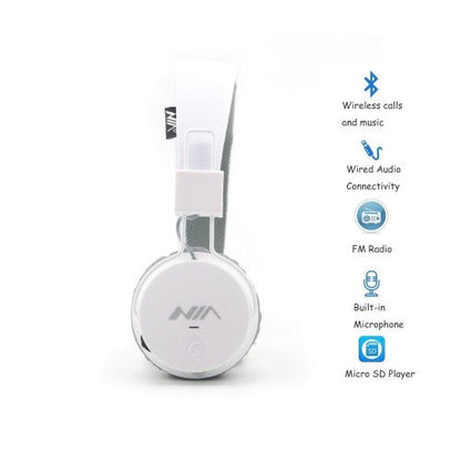 NIA X2 Bluetooth Wireless Headphone Grey & Withe