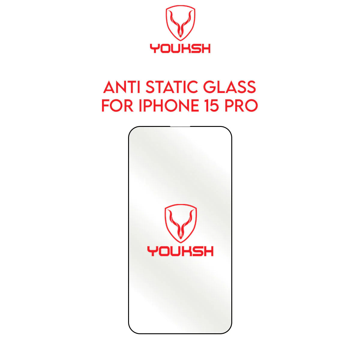 YOUKSH Apple iPhone 15 Pro Anti Static Clear Glass Protector With YOUKSH Installation Kit