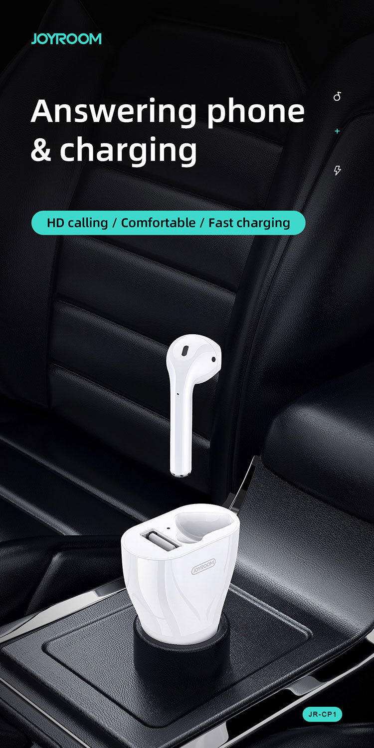 Joyroom JR-CP1 Car Charger with Bluetooth Earphone Touch Sensor On Earbud v5.0