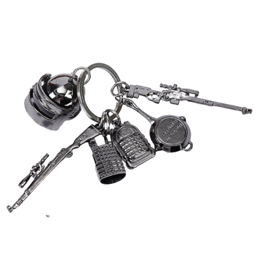 PUBG Keychain Game Frying Pan Helmet Backpack Armor 98k (Pack Of 6) Keyring Ring