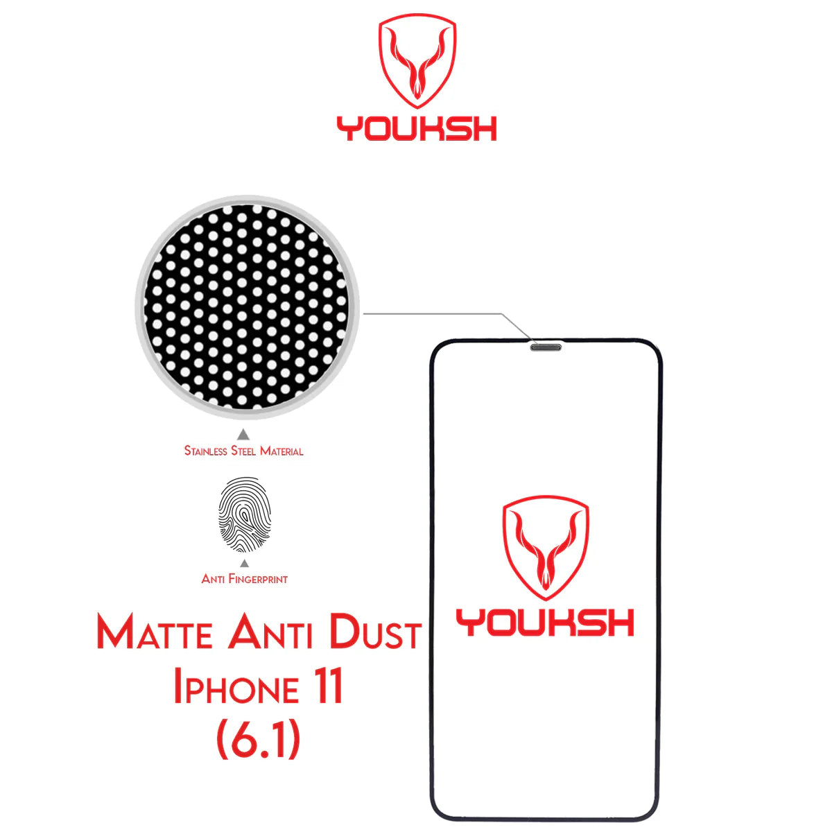 YOUKSH Apple iPhone 11 Anti Static Glass Protector With YOUKSH Installation Kit