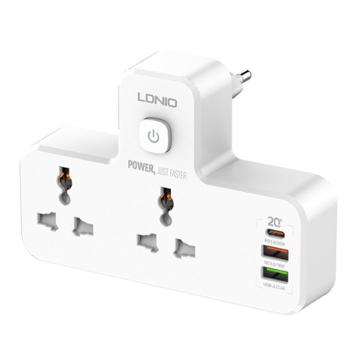 LDNIO Power Strip 2 Port with 2 USB and 1 USB-C PD & QC3.0 EU (SC2311)  ORIGINAL– White