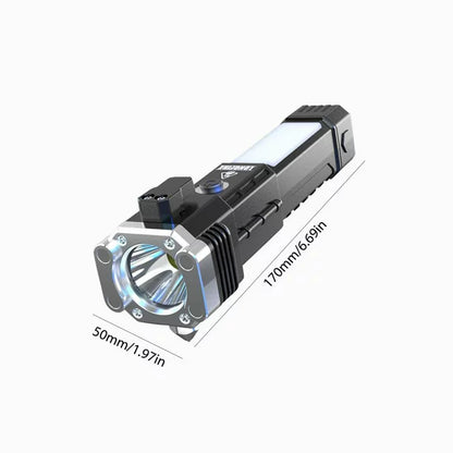 Multi-Function Emergency Hammer Flashlight With Power Bank, Window Breaker, Seat Belt Cutter