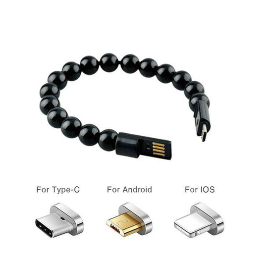 Beads Bracelet Cable - Micro USB Android - iPhone - Type C - Charging + Data Cable