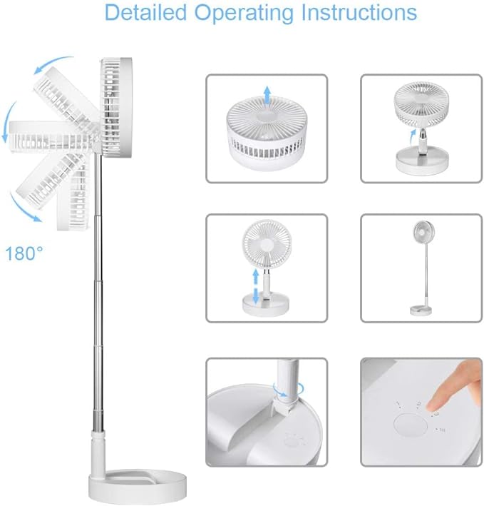 Portable Folding Pedestal Fan Rechargeable