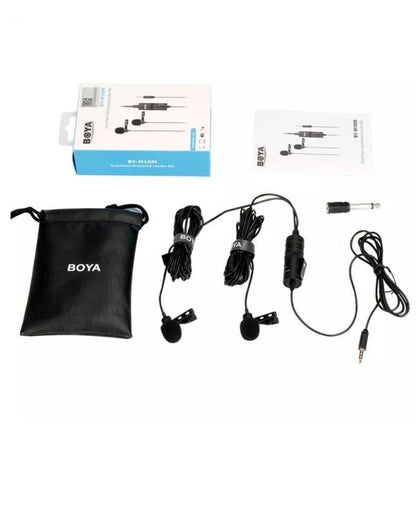 Boya BY-M1DM Dual Lavalier Universal Microphone with a Single 1/8 Stereo Connector, 13ft Cable for Cameras and Smmartphones