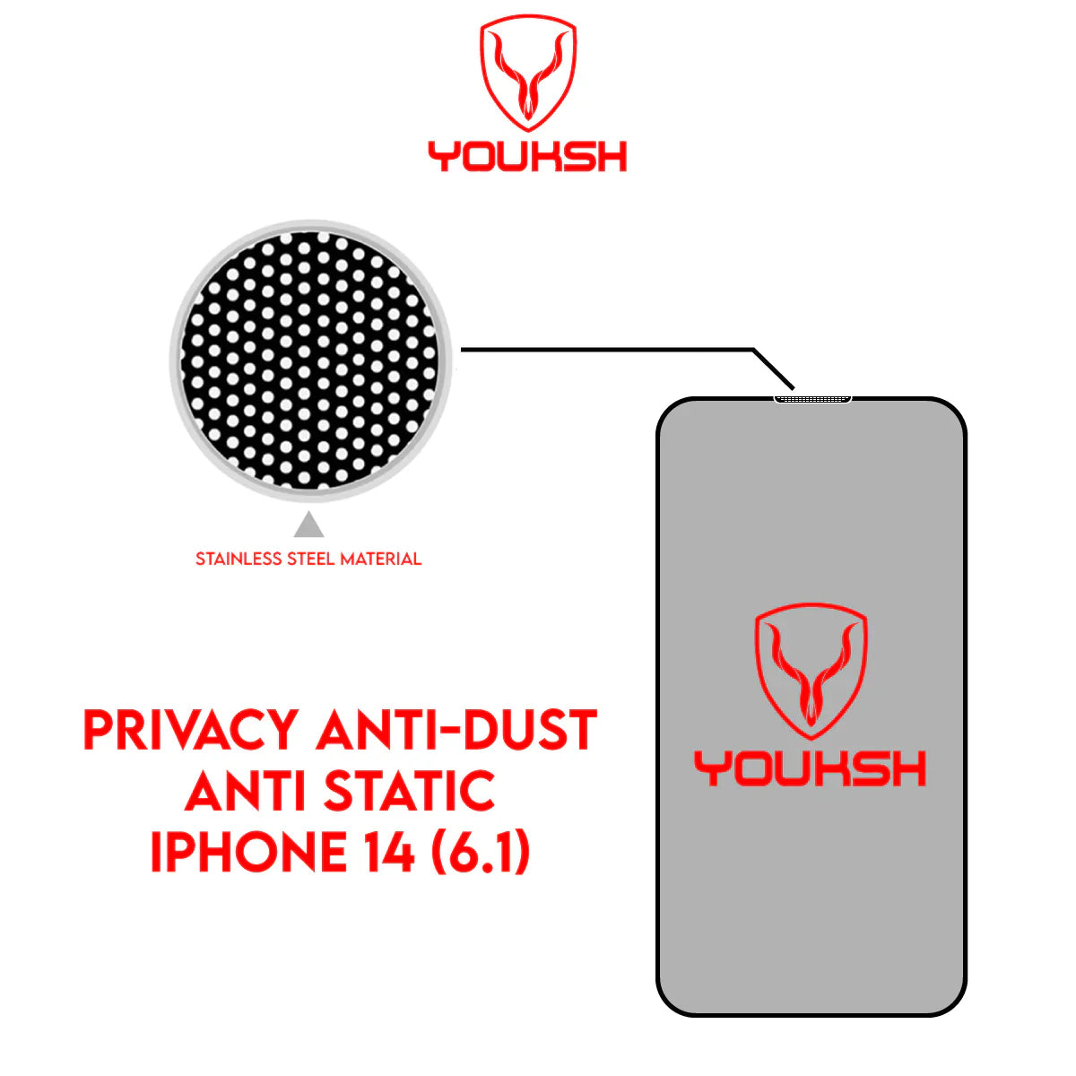 YOUKSH Apple iPhone 14 Anti Static Glass Protector With YOUKSH Installation Kit