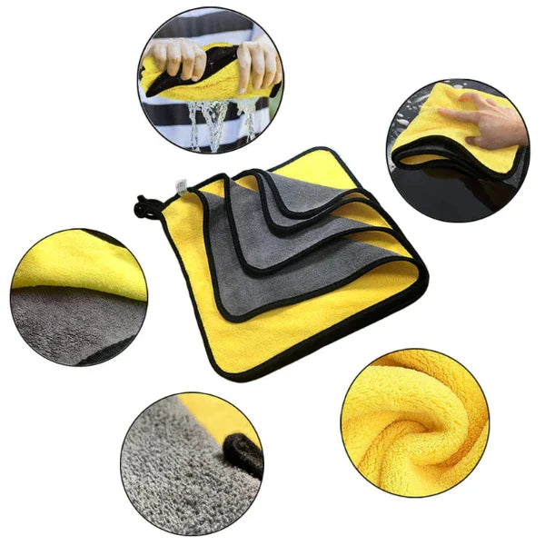 MicroFiber Towel Yellow And Grey Double Sided 40cm x 30cm