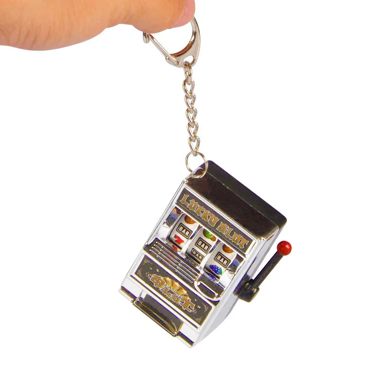 Mini Slot Machine Keychain with Lucky Charm