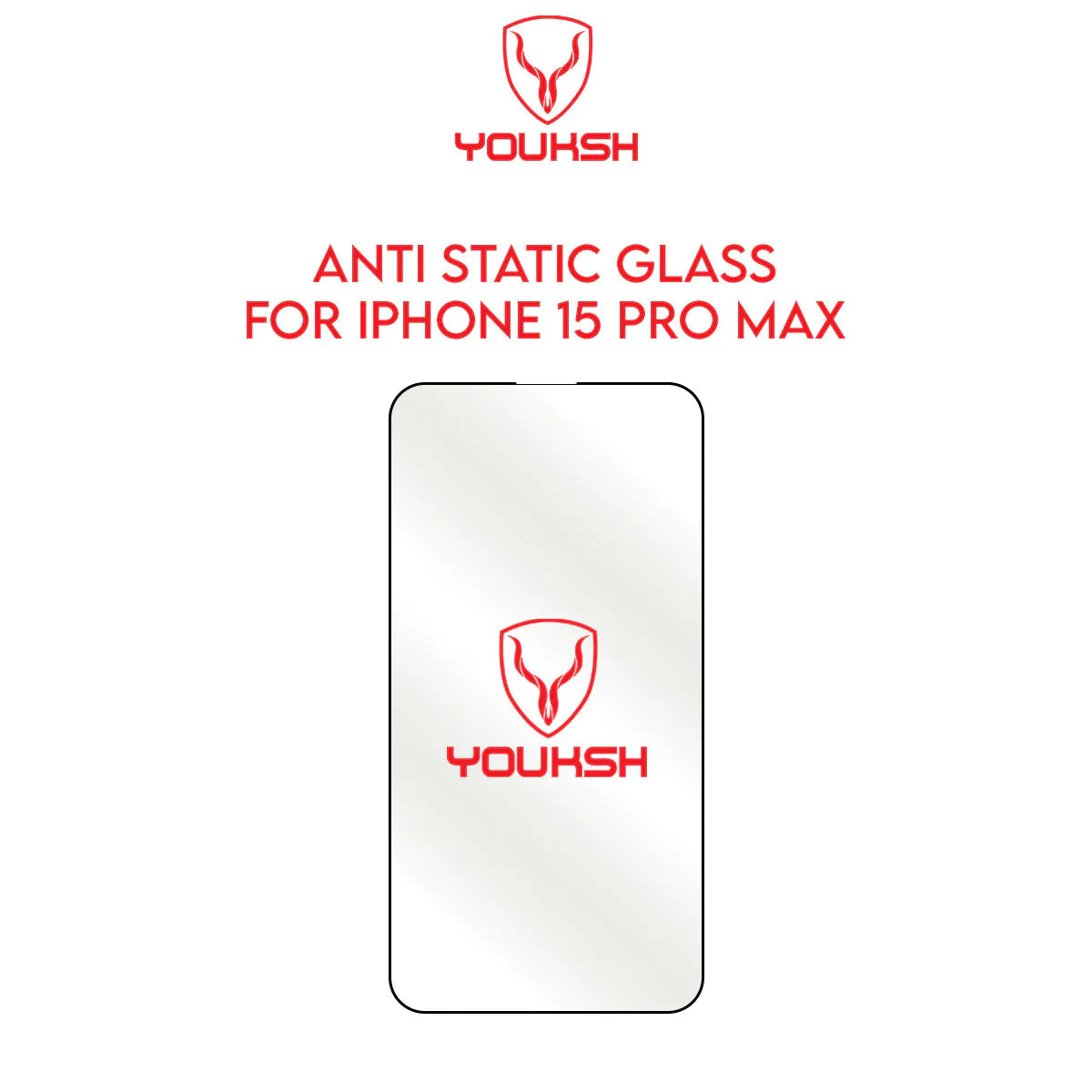 YOUKSH Apple iPhone 15 PRO MAX Anti Static Clear Glass Protector With YOUKSH Installation Kit