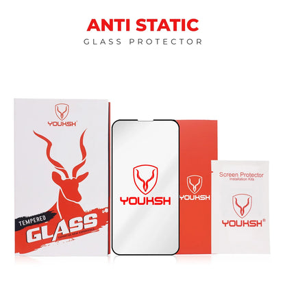 YOUKSH Apple iPhone 15 Plus Anti Static Clear Glass Protector With YOUKSH Installation Kit