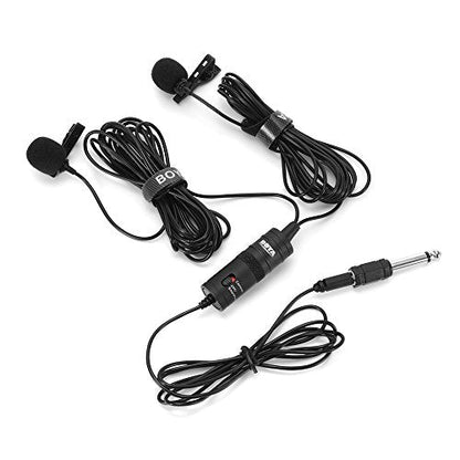 Boya BY-M1DM Dual Lavalier Universal Microphone with a Single 1/8 Stereo Connector, 13ft Cable for Cameras and Smmartphones