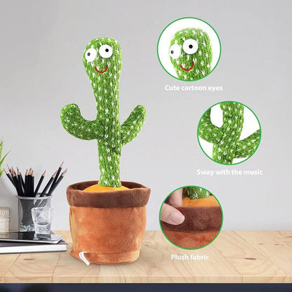 Dancing Cactus Toy for Kids - Educational Plush Baby Toy for 6-12 Months - Talking, Singing, and Repeating Voice Recorder - 120 Songs - Interactive Musical Toy for Toddlers